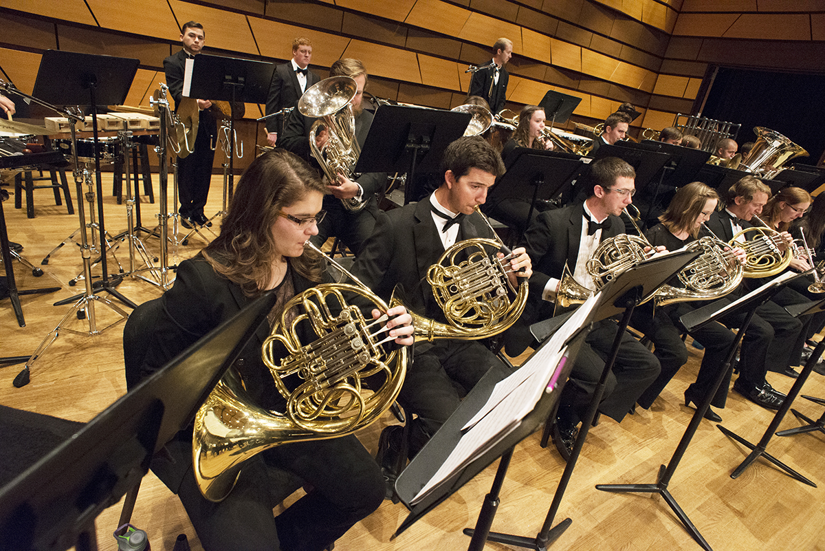 Brass section pictured performing