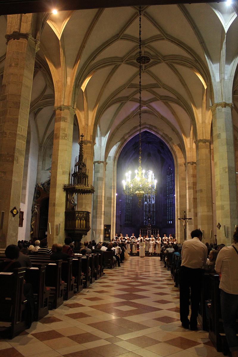 The church where the choir performed for the Youth International Festival .