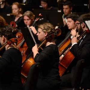 University Symphony Orchestra Cello section pictured
