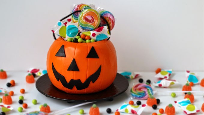 Candy filled pumpkin pail pictured