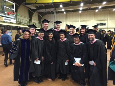 Dr. Grapes with music students at Spring 2016 Commencement