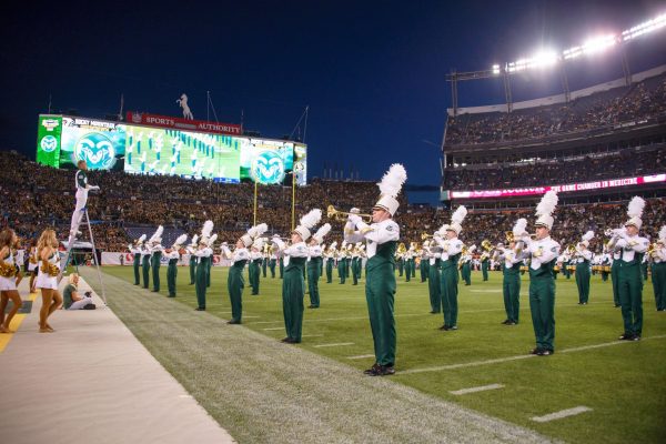 CSU Marching Band performs half time at the Rocky Mountain Showdown