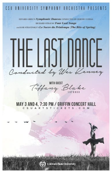 A poster promoting the upcoming University Symphony Orchestra Concert "A Last Dance"