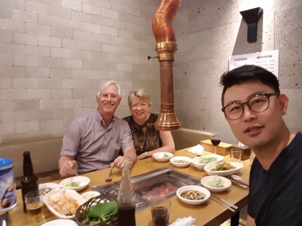 Wes Kenney and Leslie Stewart eat Korean BBQ