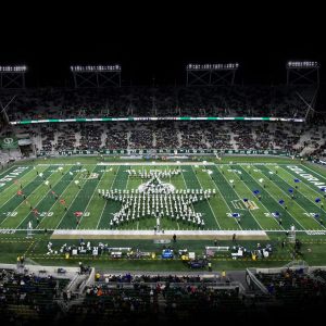 CSU Marching Band pictured forming a star