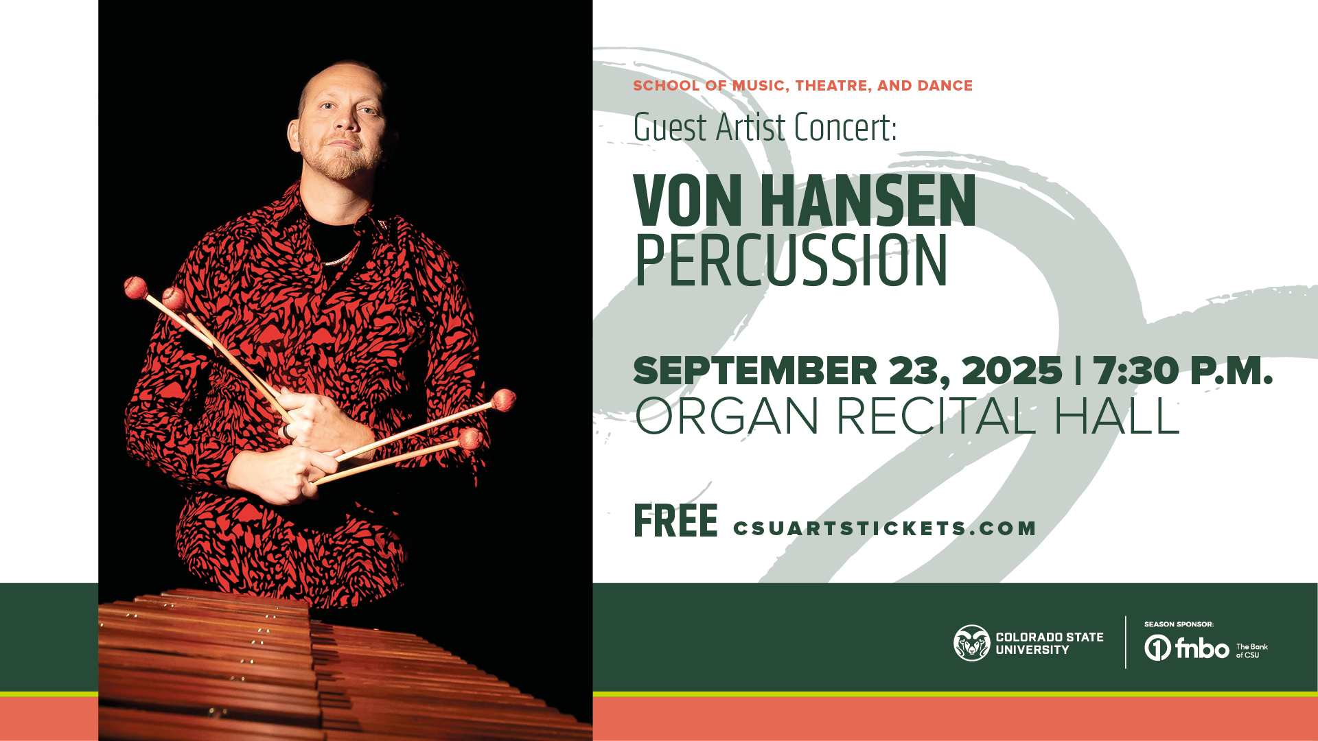 <em>Guest Artist Concert</em>: Von Hansen, Percussion / FREE