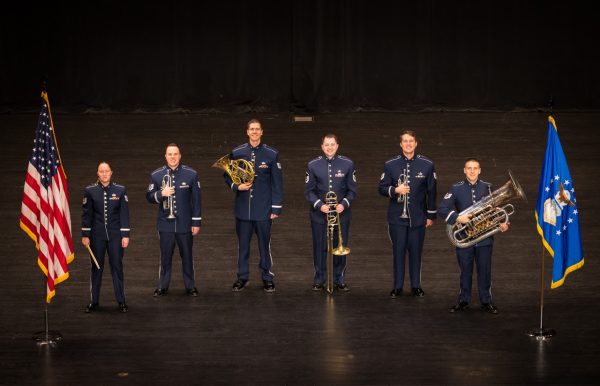 2026 Trumpet Day Guest presenters; The Air Force Academy Brass Band Quintet "Stellar Brass" Six Brass players in uniform