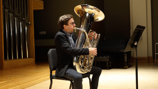 Brian Sugrue playing tuba